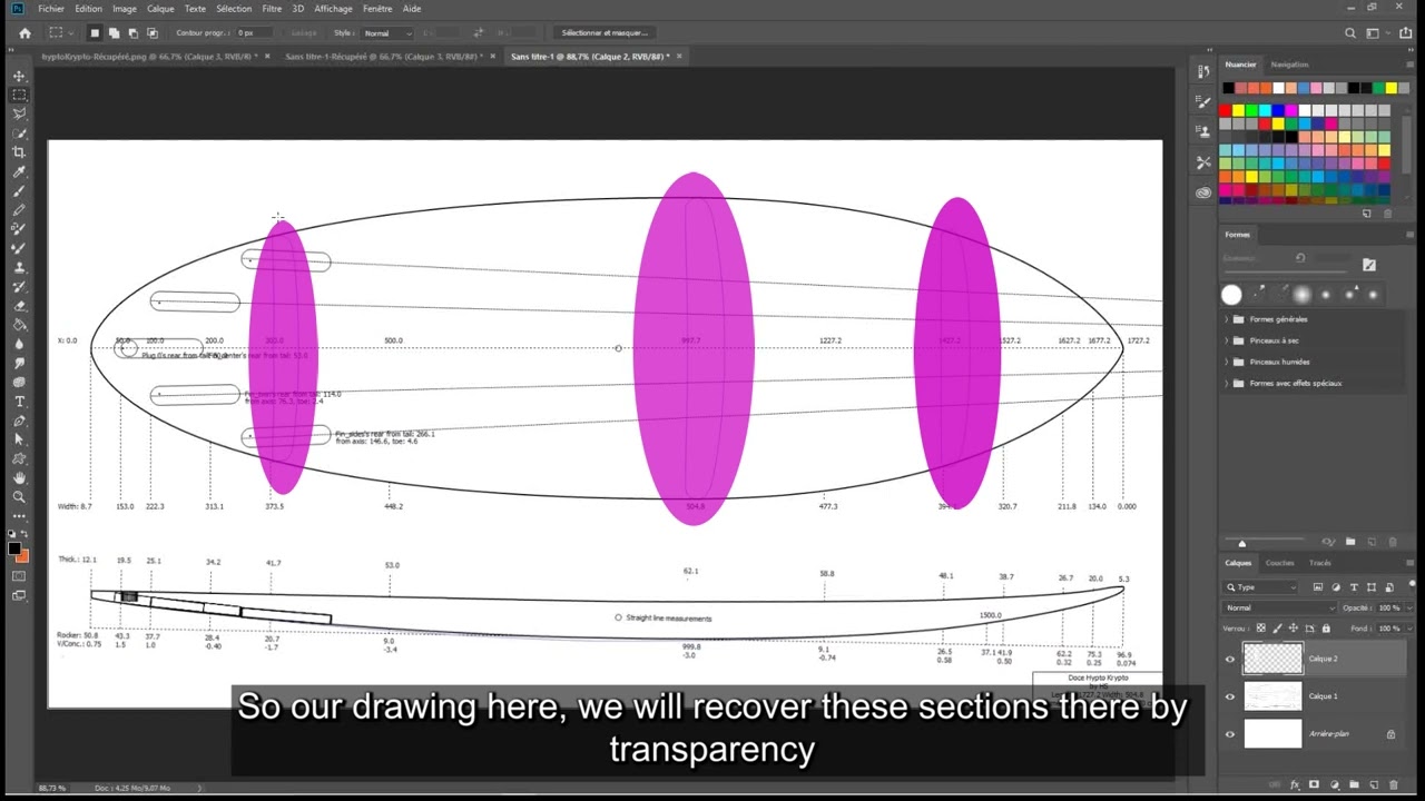 create 3D surfboard design using a 2D surfboard drawing