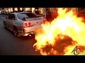 Nissan Skyline - HUGE FLAMES + Police let him ...