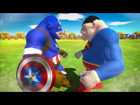 CAPTAIN AMERICA GORO vs SUPERMAN GORO DEATH RUN - Animal Revolt Battle Simulator
