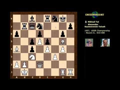 Mikhail Tal vs Alexander Tolush : Notable game:  USSR Ch. (1957)