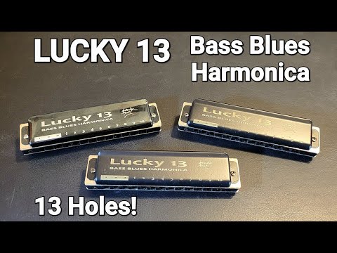 LUCKY 13 BASS BLUES HARMONICA - 10 Hole Harp + 3 Low Holes (Quick Demo)