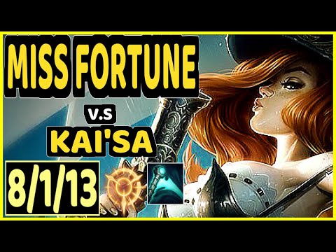 LUGER (MISS FORTUNE) vs KAI'SA - 8/1/13 KDA BOTTOM ADC GAMEPLAY - EUW Ranked GRANDMASTER