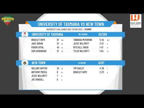 Cricket Tasmania Premier League - Men's 1st Grade - Semi Final - Uni of Tasmania v New Town - Day 1