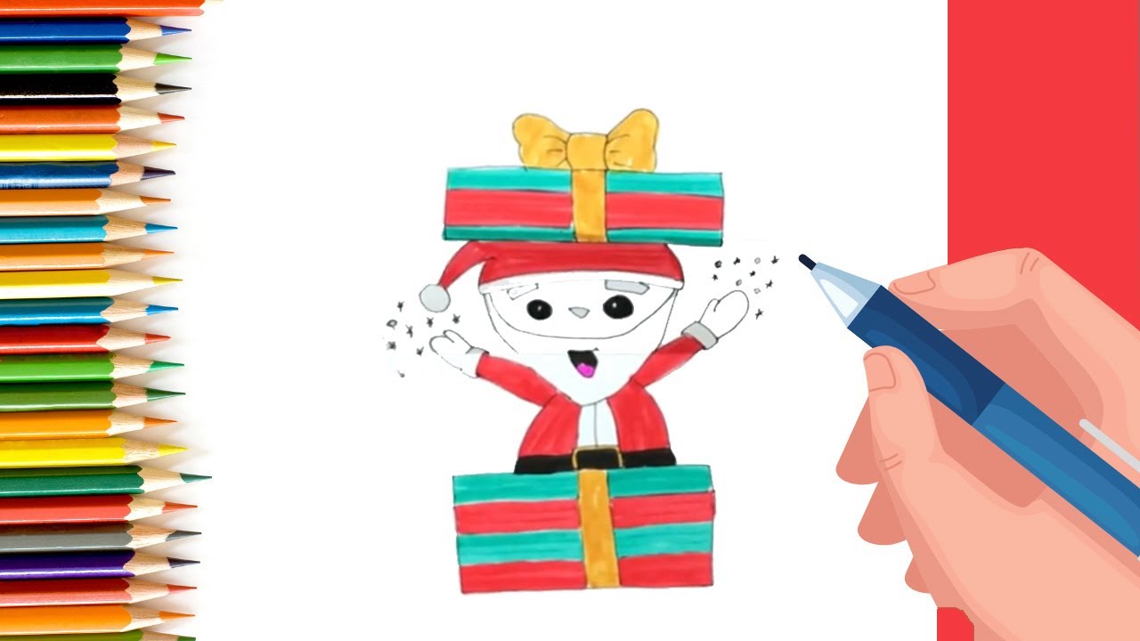 How To Draw Santa In A Present - Folding Surprise for Kids
