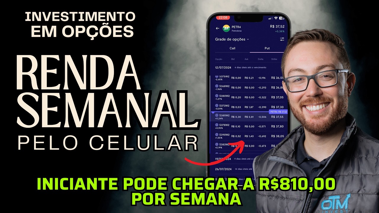 OPERAÇÃO SEMANAL PELO CELULAR NA BOLSA USANDO OPÇÕES! GRANDE POTENCIAL DE LUCRO