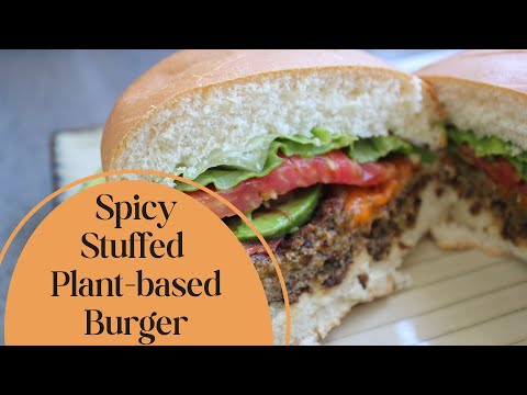Epic Vegan Cheese-Stuffed Burger Patty with a Fiery Jalapeño Kick!
