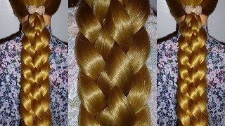 Смотреть онлайн Как сделать широкую косу на длинных волосах