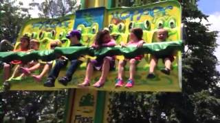 Nate riding the Frog Hopper at Dutch Wonderland