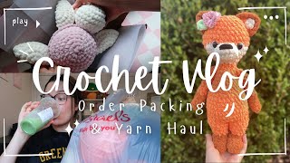 CROCHET VLOG 🧶 A DAY IN THE LIFE OF A SMALL BUSINESS OWNER ✨ ORDER PACKING AND YARN HAUL 🛍️
