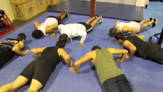 Members Trying Moby "Flower" Push Ups