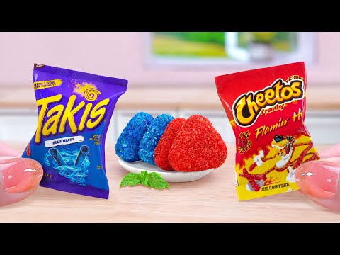 Takis Vs Cheetos Challenge🐯 Want A Miniature Cheetos Chicken Cheese Sandwich Shape🏆Tina Mini Cooking