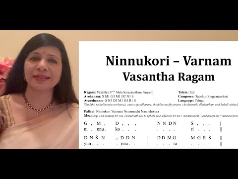 Ninnu Kori - Varnam in Vasantha Ragam in Adi Talam in 2 speeds.