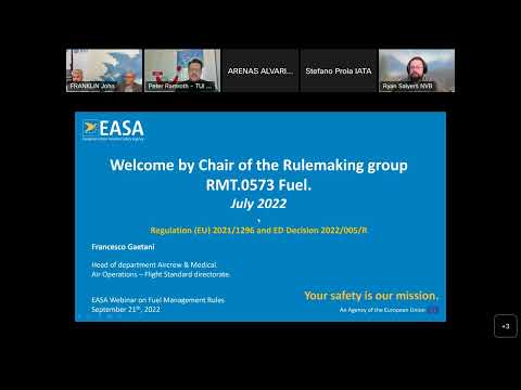 2nd EASA Webinar on the Fuel Management Rules on 21 September 2022