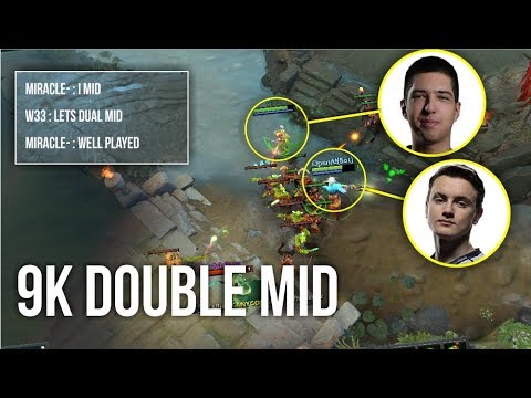 9k DOUBLE MID - Miracle + W33 Collab in One Lane 7.06f | Dota 2