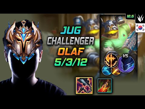 Challenger Olaf Jungle vs Nocturne - 챌린저 정글 올라프 선혈 정복자 - LOL KR 12.5