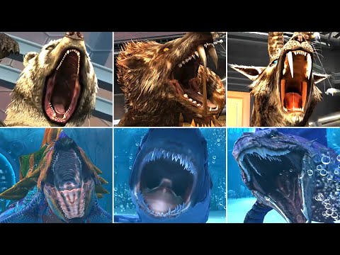 ALL CENOZOIC & ALL AQUATIC SPECIAL ATTACK ANIMATION | Jurassic World The Game