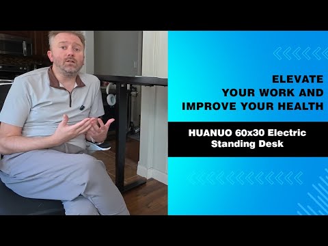 HUANUO 48 x 24 Inch Electric Standing Desk, Height Adjustable Computer Gaming Desk with 4 Memory Presets, Home Office Sit Stand Desk with Hooks & Cable Management, Black video review thumbnail