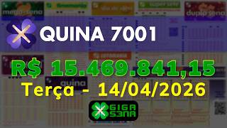 Resultado da Quina 7001, Terça-feira, 14/04/2026