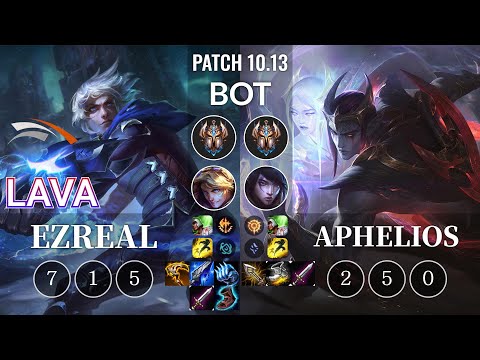 HLE Lava Ezreal vs Aphelios Bot - KR Patch 10.13