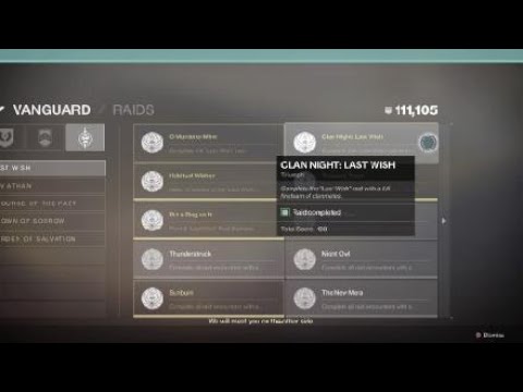 Destiny 2 Clan night Last Wish 2020.09.22