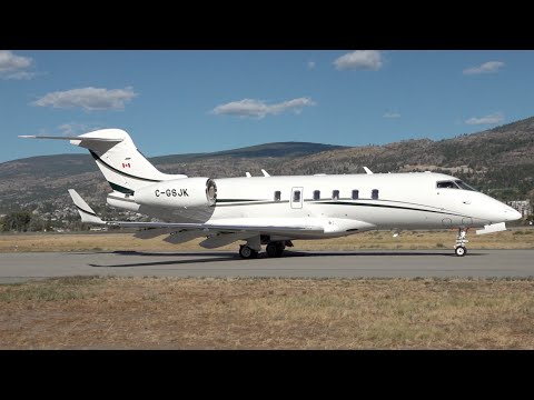Bombardier Challenger 300 C-GSJK Taxi & Take-off @ CYYF Airport