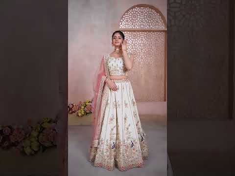 Vardan Ethnic Elegant White Zari Silk Designer Lehenga Choli – product video thumbnail