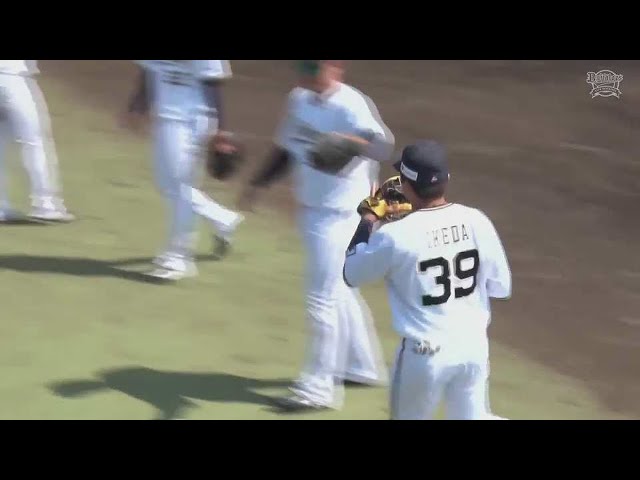 【ファーム】バファローズ・池田陵真 好返球でランナーを刺しダブルプレー!! 2023年4月1日 オリックス・バファローズ 対 福岡ソフトバンクホークス