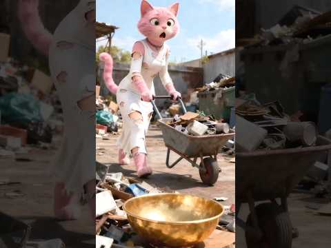 कचरे में मिला सोने का कटोरा 😲 पिंकी बनी अरबपति #meow #shorts #cat #ai