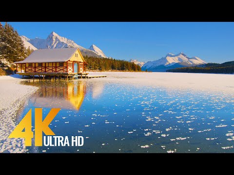 Wintertime Beauty of Canadian National Parks - 4K Relaxation Video with Nature Sounds - Part #2
