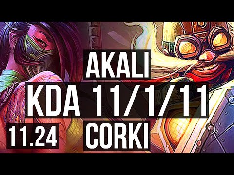 AKALI vs CORKI (MID) | 11/1/11, Legendary, 400+ games | NA Master | 11.24