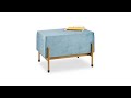 Sitzbank aus Samt Blau - Gold - Holzwerkstoff - Metall - Textil - 60 x 40 x 44 cm