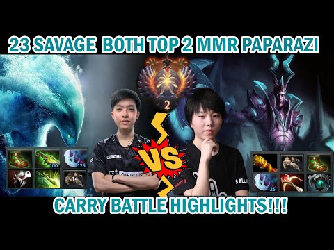 Dota2 TOP 2 MMR 23SAVAGE VS PAPARAZI | HIGHLIGHTS CARRY BATTLE!!!