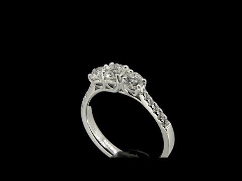 18 ct White Gold 3 Stone Diamond Ring with Diamond Shoulders