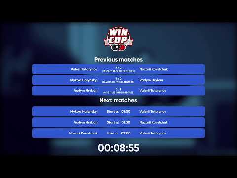 00:00 Vadym Hryban 3 - 2 Valerii Tatarynov West 5 WIN CUP 29.10.2022 | TABLE TENNIS WINCUP