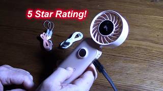 Gaiatop Portable Handheld Fan, 5 Speed Rechargeable Battery  Neck/Desk/Hand Fan-SMALL BUT HUGE WIND!