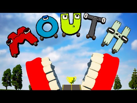 Bad Big Alphabet Lore Cars Jump Over River With Giant Mouth | Teardown Mods Gameplay