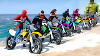 Superheroes Dirt Bike Challenge SpiderMan, Iron Man, Wonder Woman, Hulk and Superman - GTA V MODS