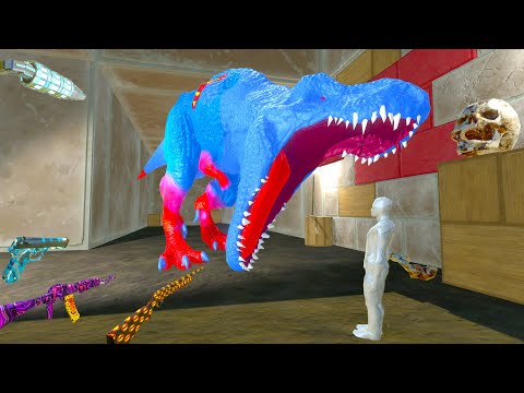 FPS AVATAR ESCAPE of DINOSAURS in DARKNESS  LABYRINTH - Animal Revolt Battle Simulator
