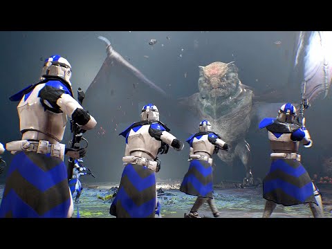 Arc Troopers vs Creatures (Epic Gorgara Boss Fight) - STAR WARS JEDI FALLEN ORDER NPC Wars