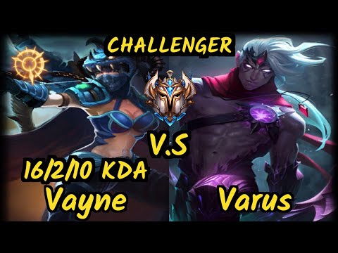 MRDS Nixerino (VAYNE) vs VARUS - 16/2/10 KDA BOTTOM ADC CHALLENGER GAMEPLAY - EUW