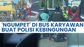 Viral Aksi Cerdik Pria Naik Motor Tak Pakai Helm, Ngumpet ke Bus saat Polisi Razia di Lampu Merah