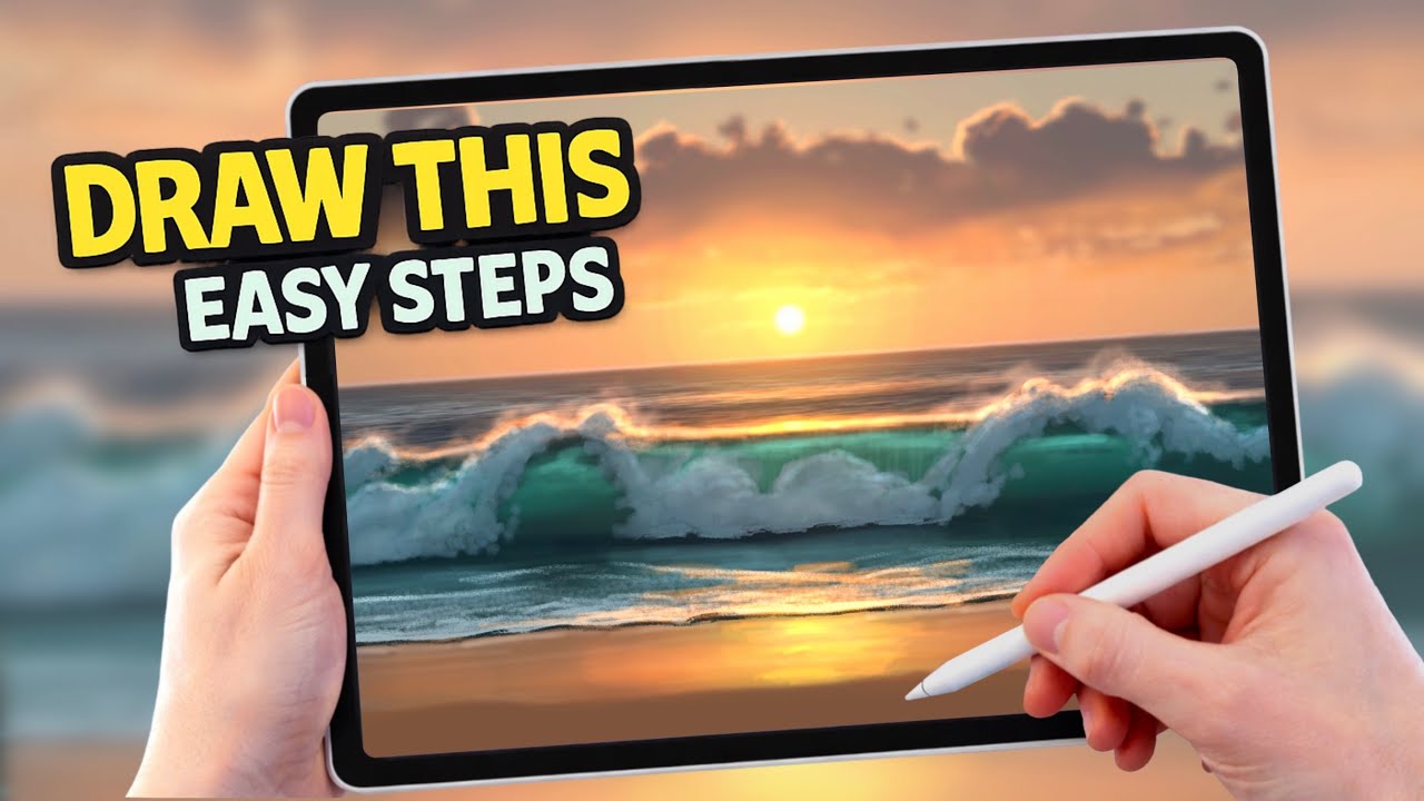 PROCREATE Sunset Wave landscape Drawing Tutorial in EASY STEPS