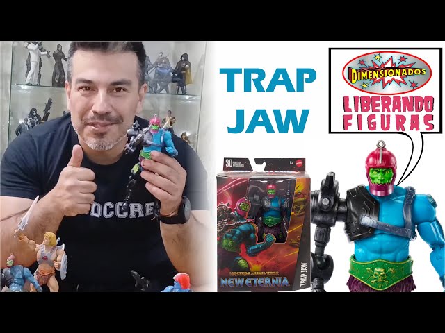Vídeo relacionado con Masters of the Universe MOTU New Eternia Trap Jaw Figura de acción con accesorios, juguete +6 años (Mattel HYC47)