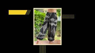 BT0162 Unisex's 100% Cotton pants, Boho Hippie Chic cotton pants with elastic waistband