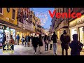 Venice Italy 🇮🇹 4K Evening Christmas Lights Walking Tour
