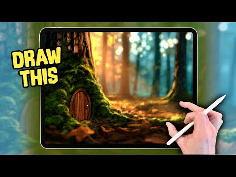 PROCREATE Landscape Drawing Tutorial - FAIRY FALL DOOR in easy steps