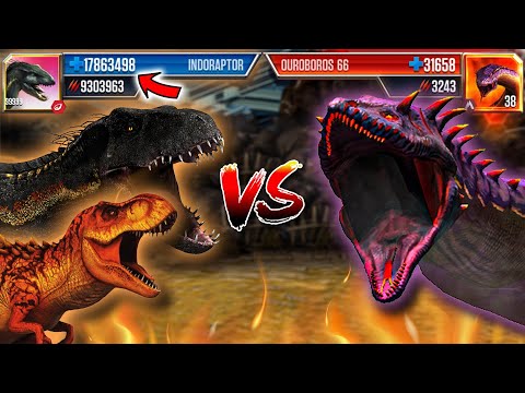 INDORAPTOR, T-REX LEVEL 999 vs OUROBOROS 66 | Jurassic World: The Game