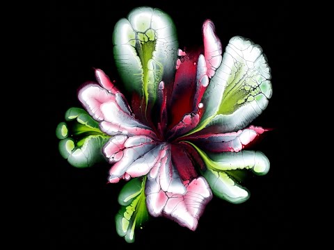 (839) HOW TO paint an easy POINSETTIA flower ~ Fluid art for Beginners ~ Acrylic pouring ~ Fiona Art