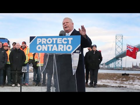Premier Doug Ford Uses Windsor’S Ambassador Bridge As Backdrop For Campaign Launch