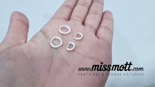 Vídeo de Brinco Argola Click Fio Reto - Prata 925 *Diversos Tamanhos